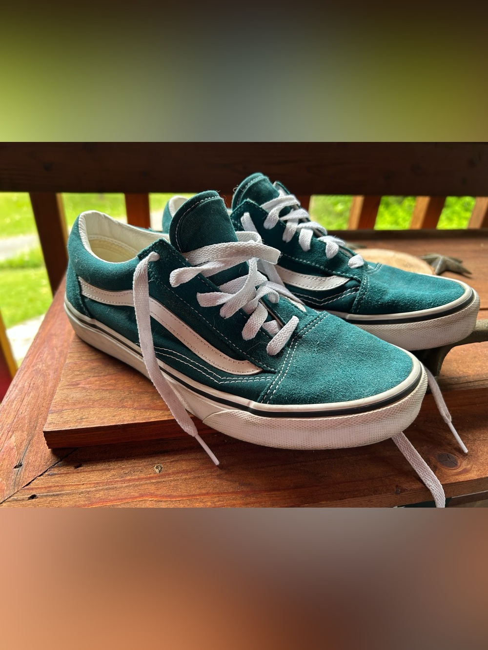 Vans Old Skool Jade/Teal Suede Sneakers Size 6 JUNIORS